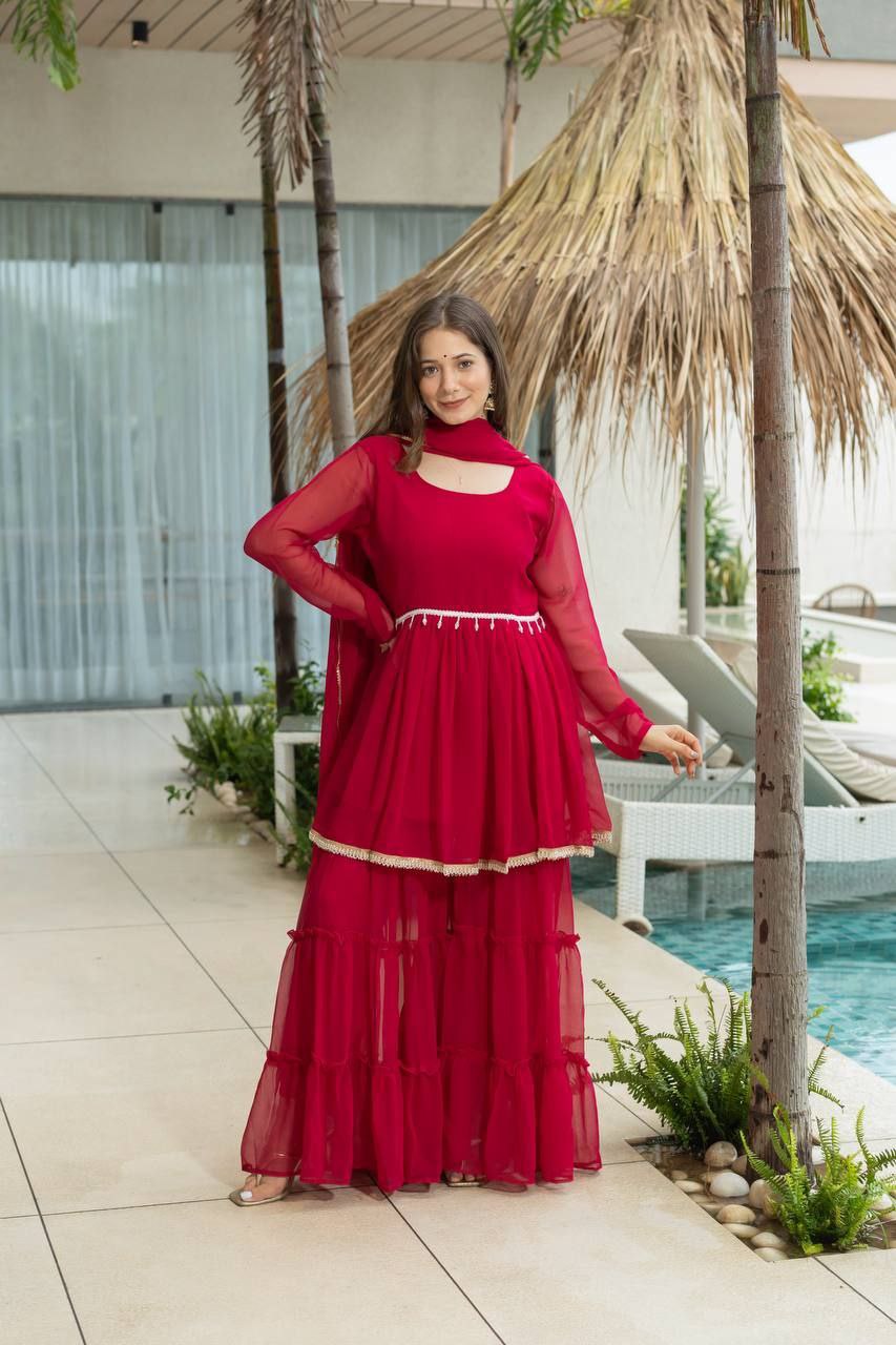 Designer 60 Gram Fabric Kediya Sharara Set with Dupatta