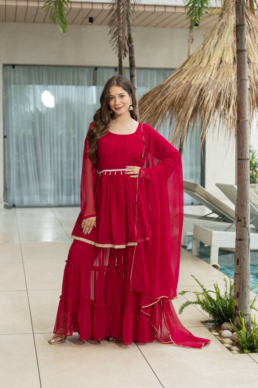 Designer 60 Gram Fabric Kediya Sharara Set with Dupatta