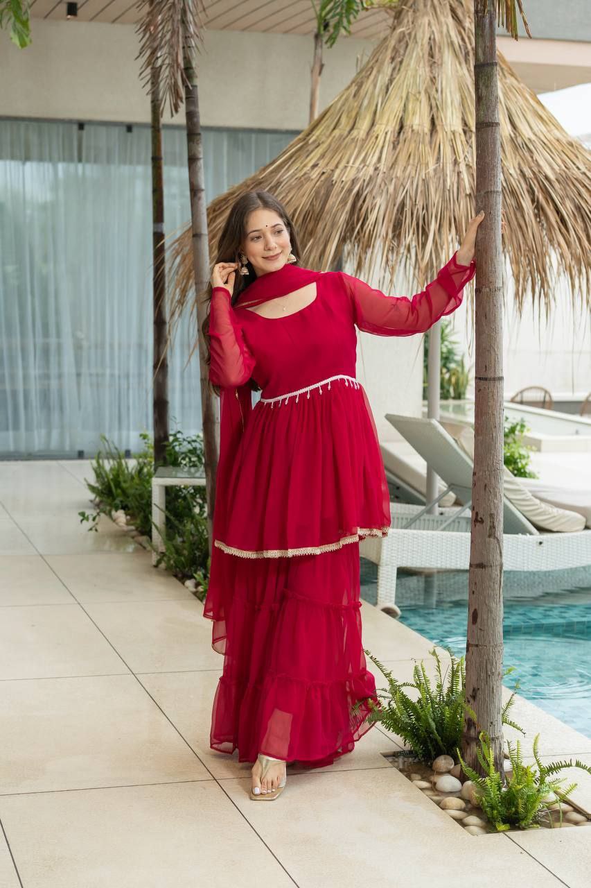 Designer 60 Gram Fabric Kediya Sharara Set with Dupatta