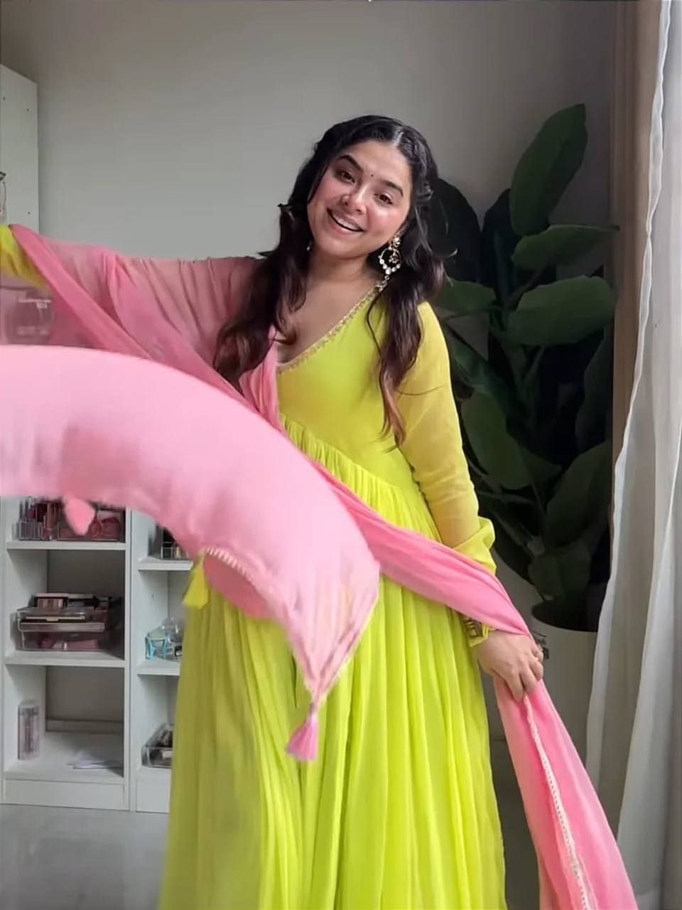 Faux Georgette Embroidered Suit with Dupatta & Cotton Pant