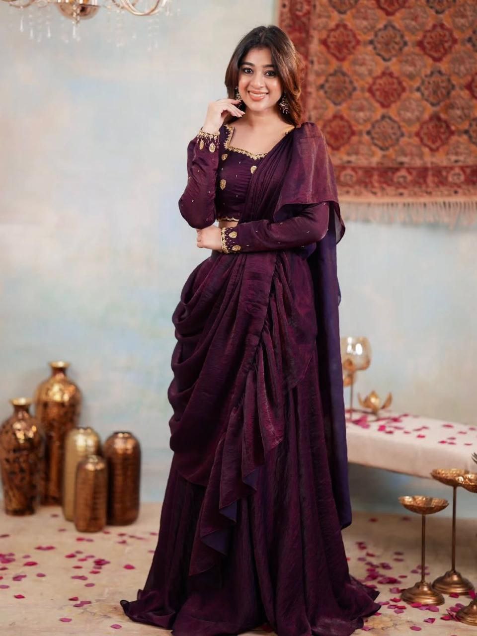 Premium Designer Party Wear Lehenga Saree with Embroidered Choli
