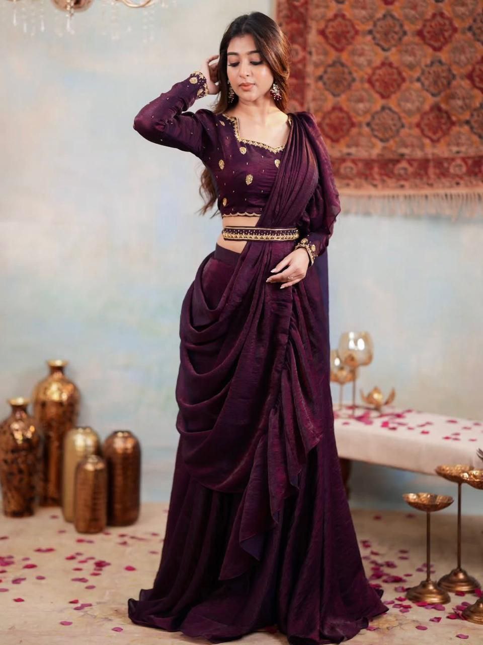 Premium Designer Party Wear Lehenga Saree with Embroidered Choli