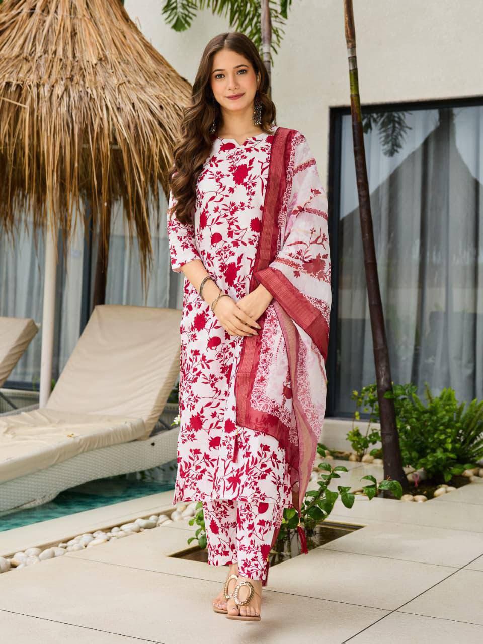 Silk Blend Kurta Set with Jacquard Organza Dupatta – Festive Wear