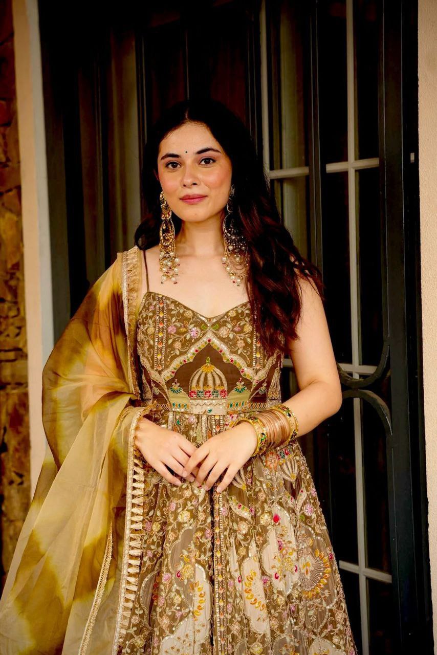 Digital Printed Organza Anarkali Gown with Dupatta – Designer Ethnic Wear