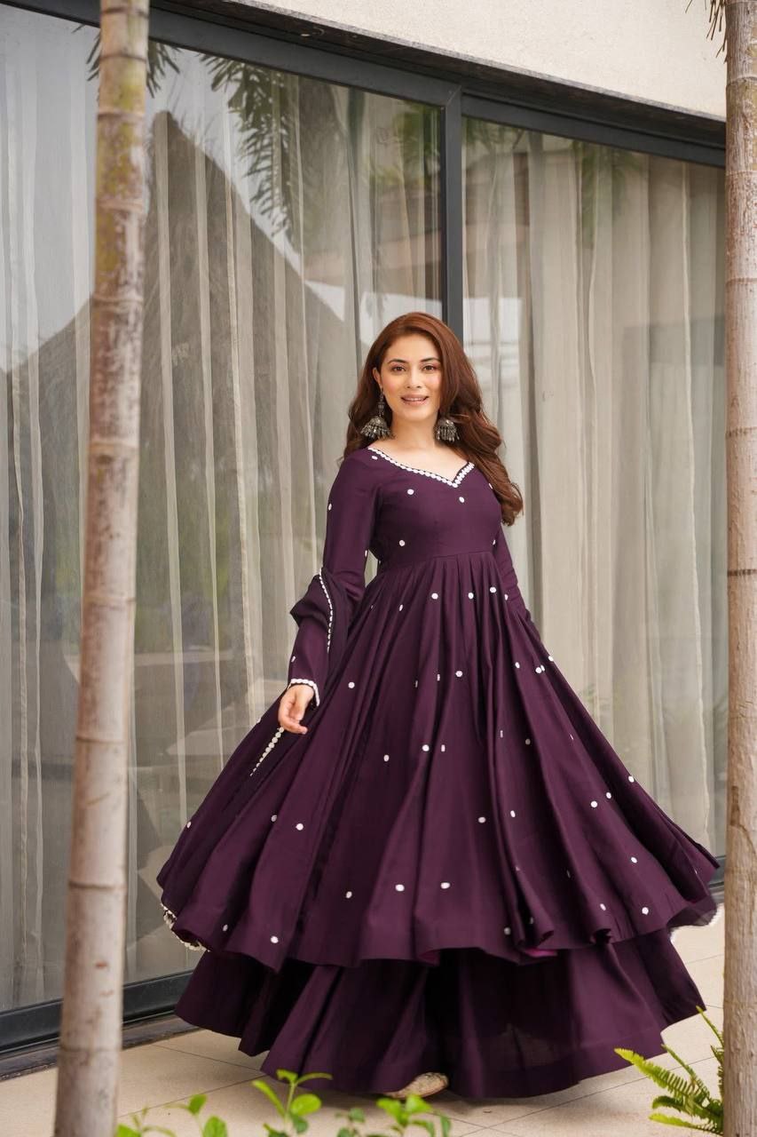 Faux Georgette Heavy Embroidered Top Bottom Dupatta Set