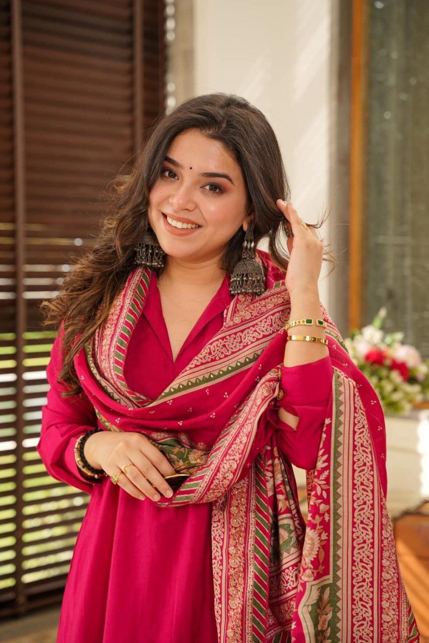 Elegant South Cotton Kurti Set with Chanderi Silk Dupatta