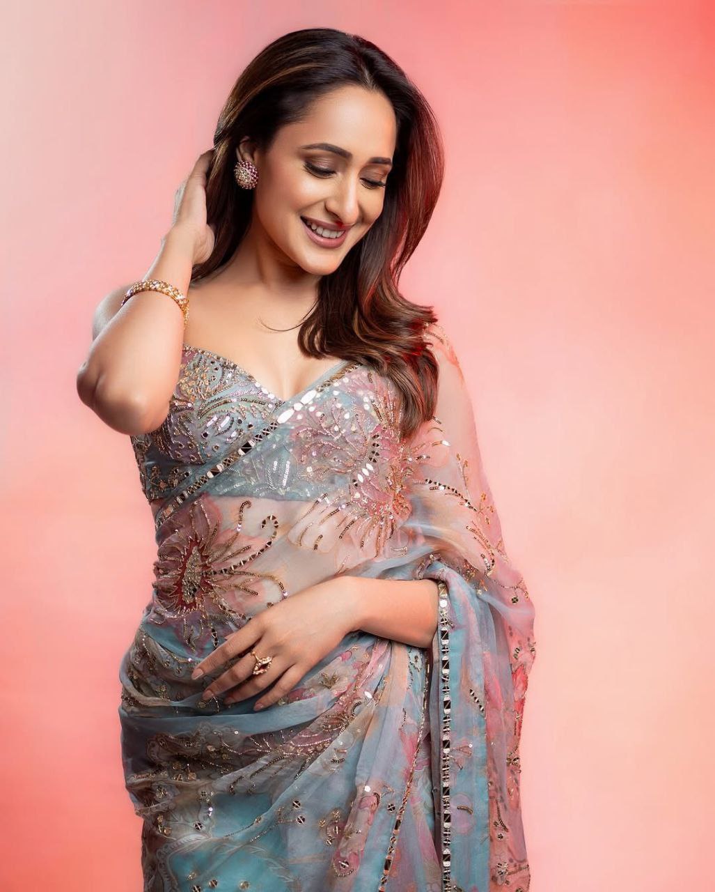 Premium Tabby Silk Mirror Work Saree