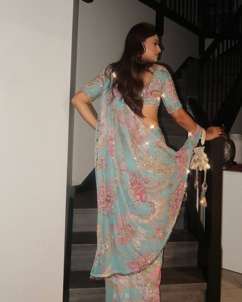 Premium Tabby Silk Mirror Work Saree