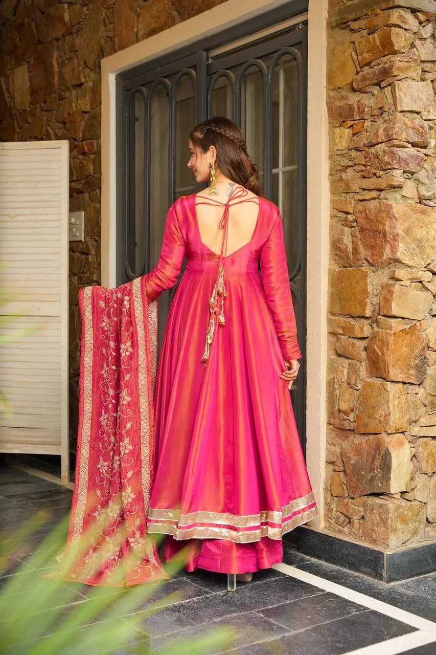 Elegant Cosmos Gown Set with Palazzo & Dupatta