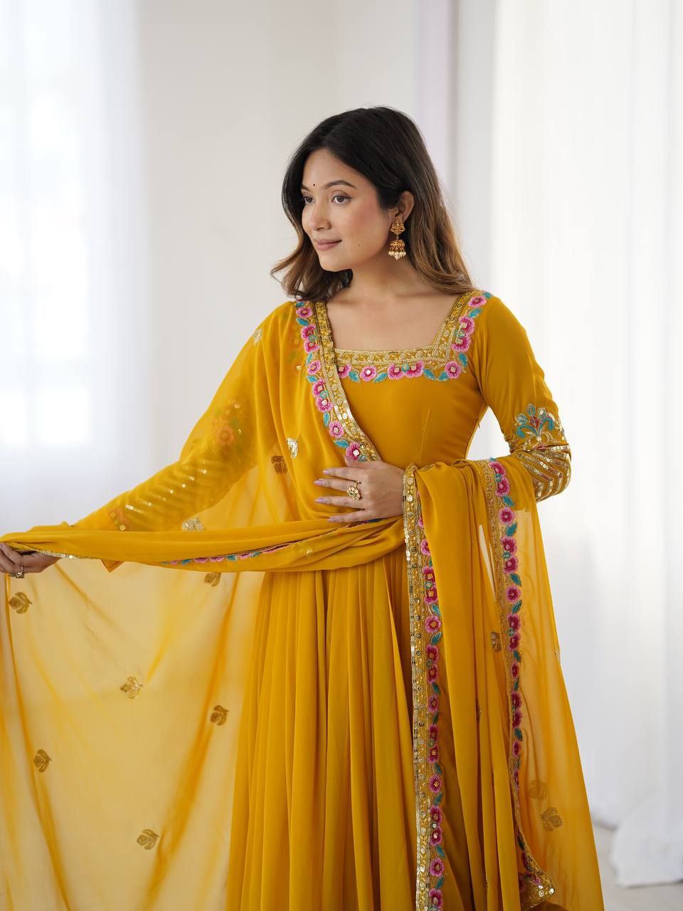 Graceful Georgette Embroidered Suit Set with Dupatta | Heavy 5mm Sequence Work