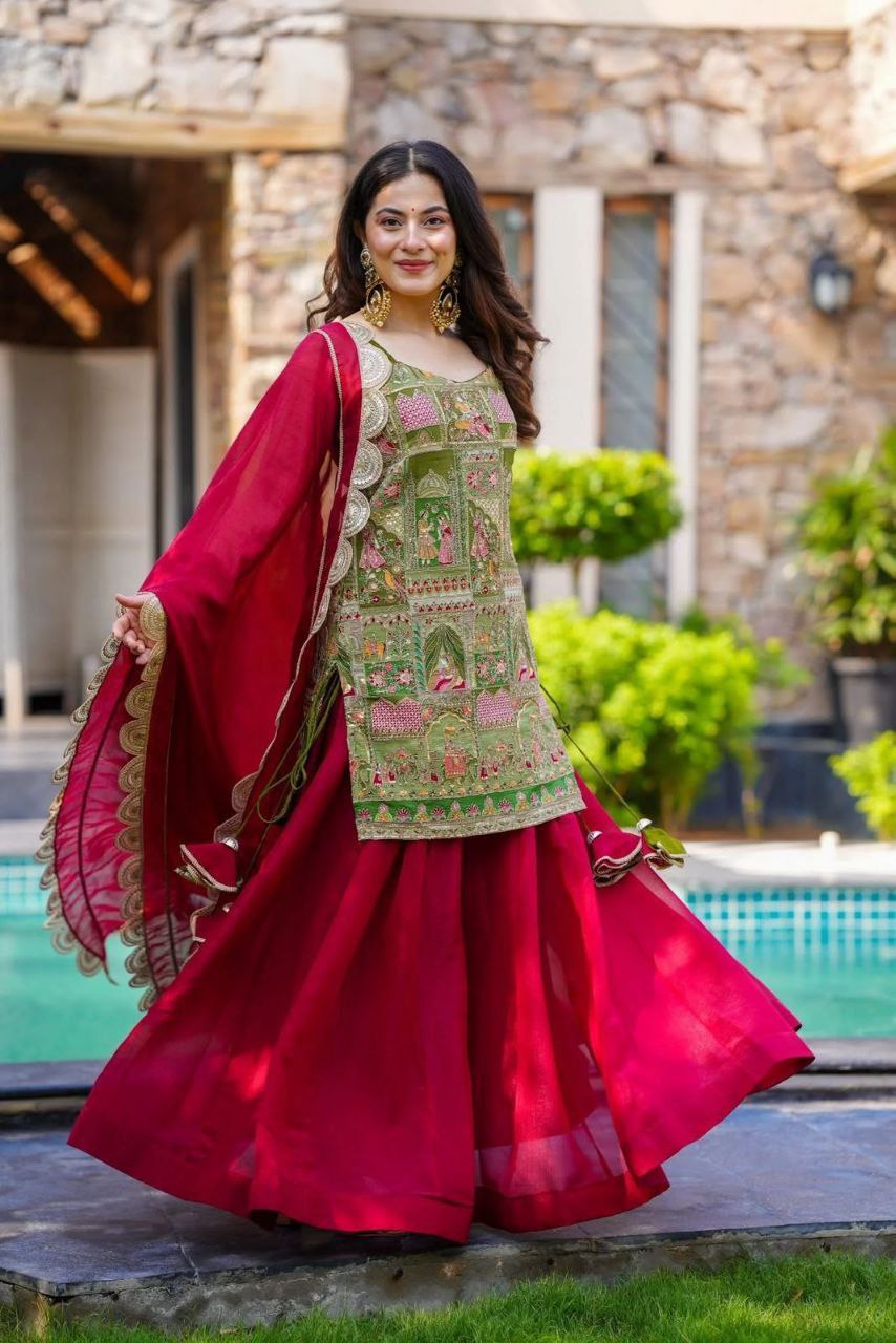 Elegant Jimmy Organza Digital Printed Suit Set with Fancy Dupatta