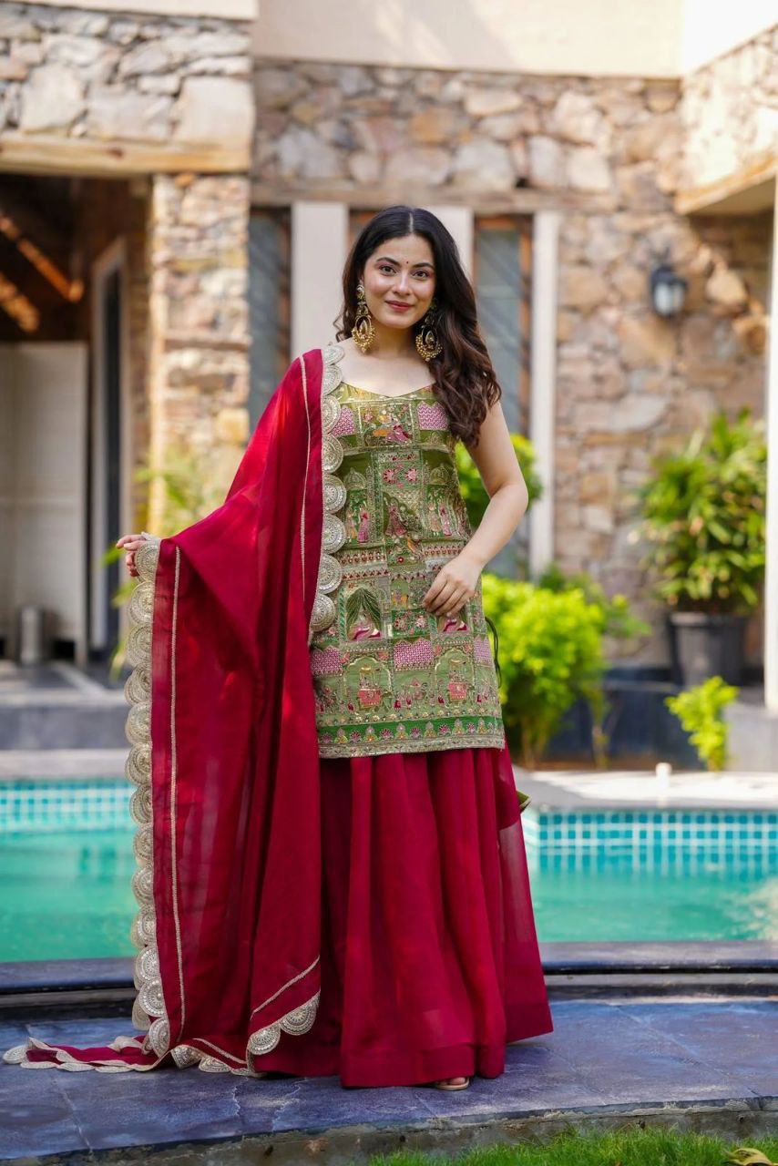 Elegant Jimmy Organza Digital Printed Suit Set with Fancy Dupatta