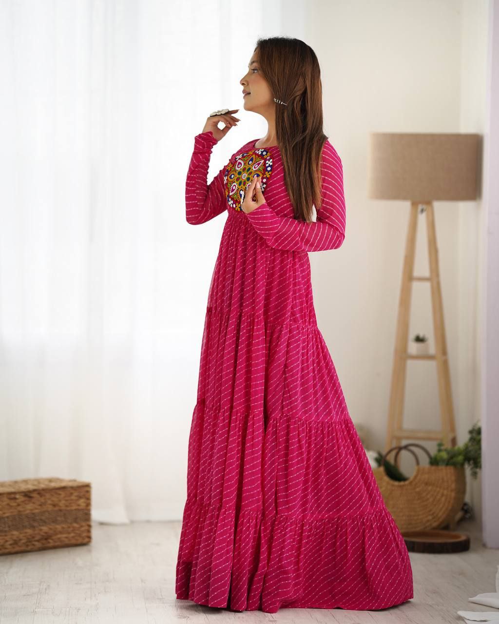 Designer Fox Georgette Laheriya Print Anarkali Gown
