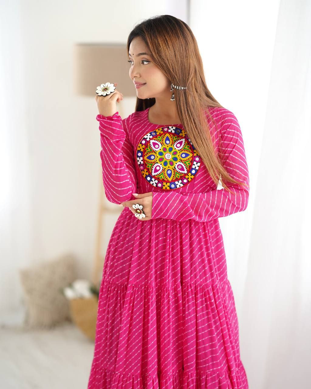 Designer Fox Georgette Laheriya Print Anarkali Gown