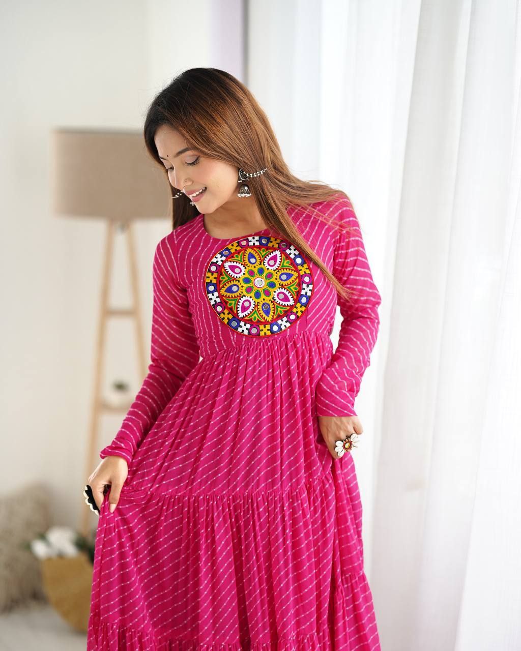 Designer Fox Georgette Laheriya Print Anarkali Gown