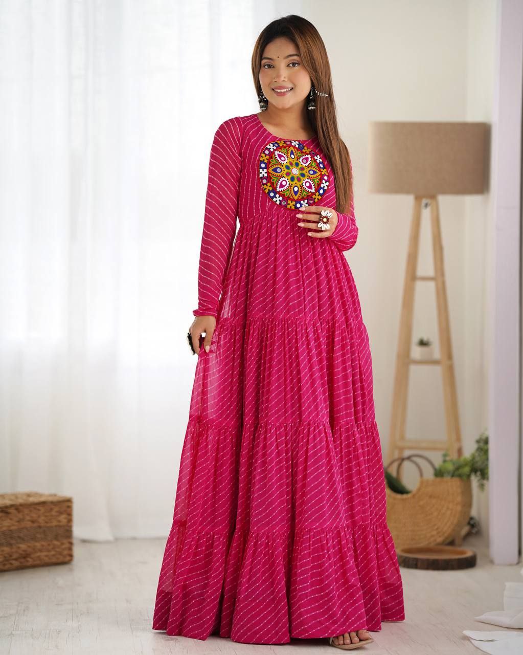 Designer Fox Georgette Laheriya Print Anarkali Gown