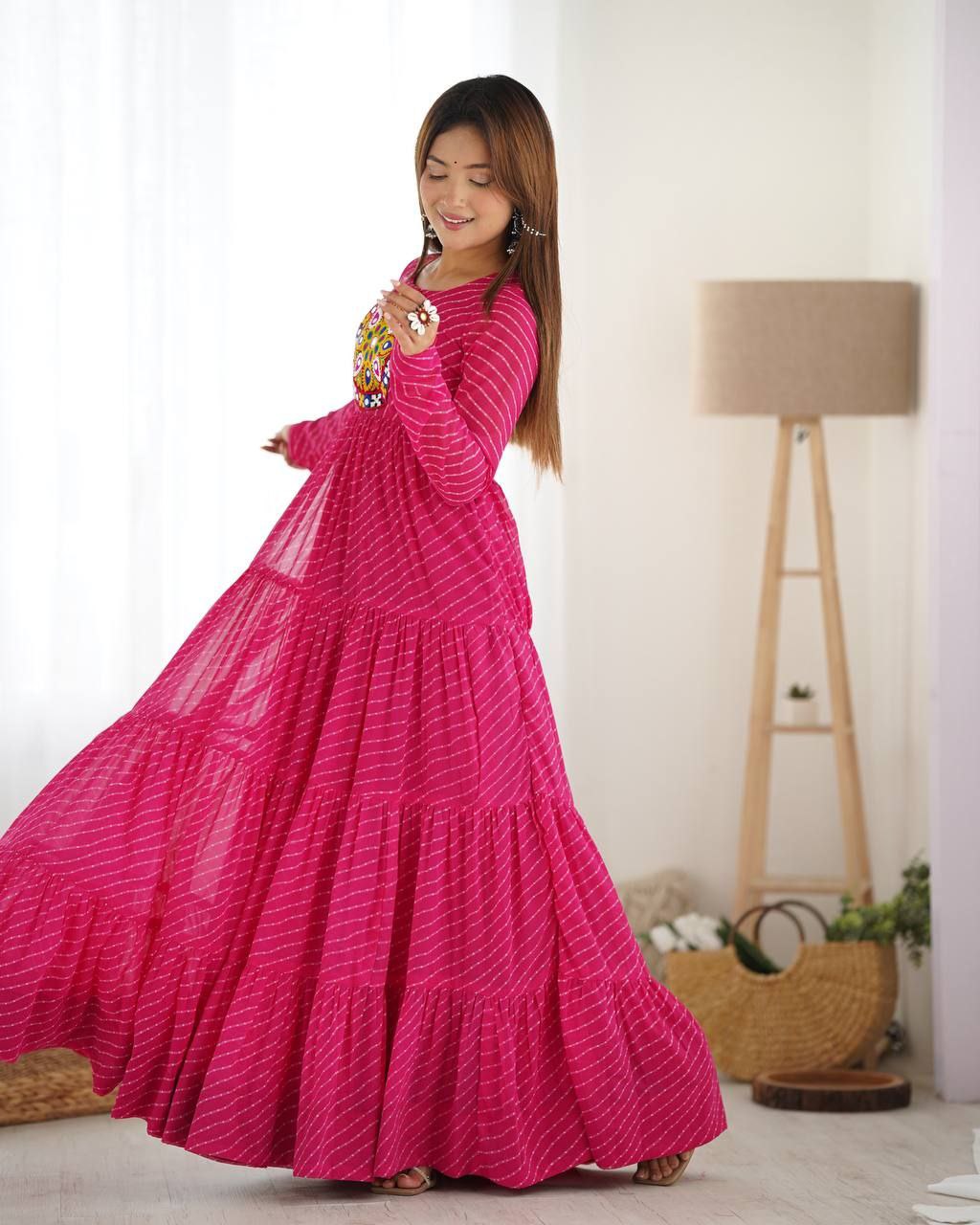 Designer Fox Georgette Laheriya Print Anarkali Gown