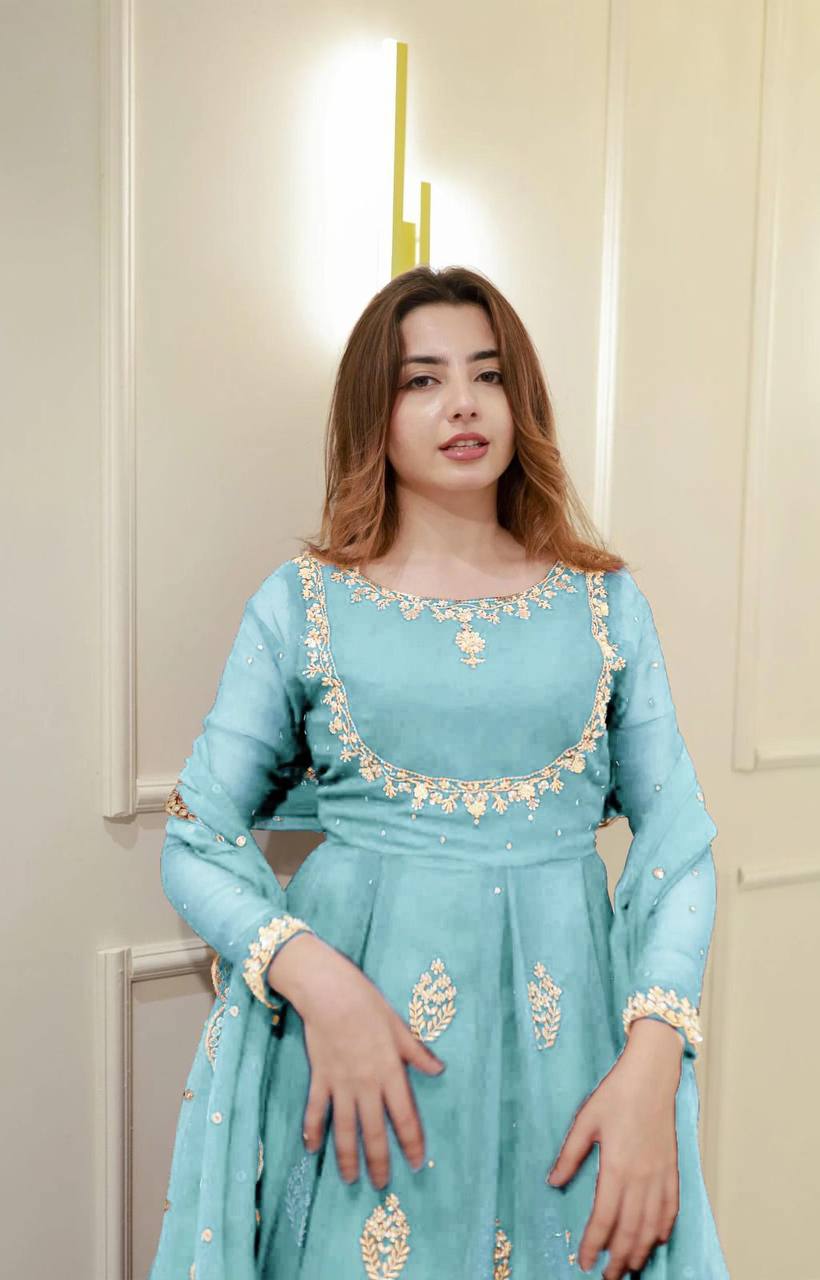 Exclusive Georgette Sequence Embroidery Gown with Dupatta