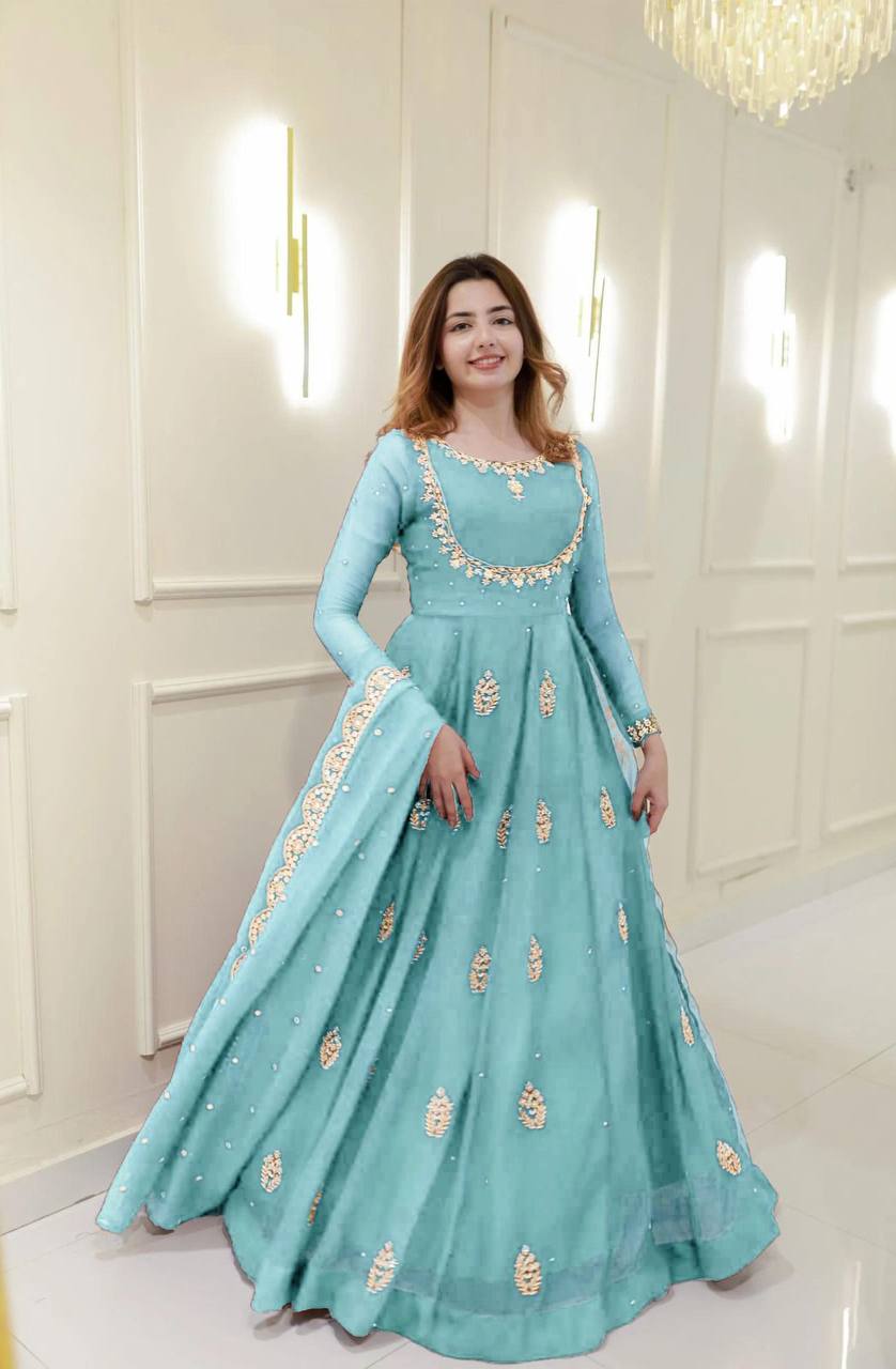 Exclusive Georgette Sequence Embroidery Gown with Dupatta