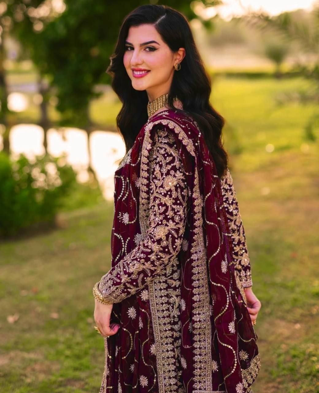 Heavy Faux Georgette Embroidered Sequence Work Top & Pent Set with Dupatta