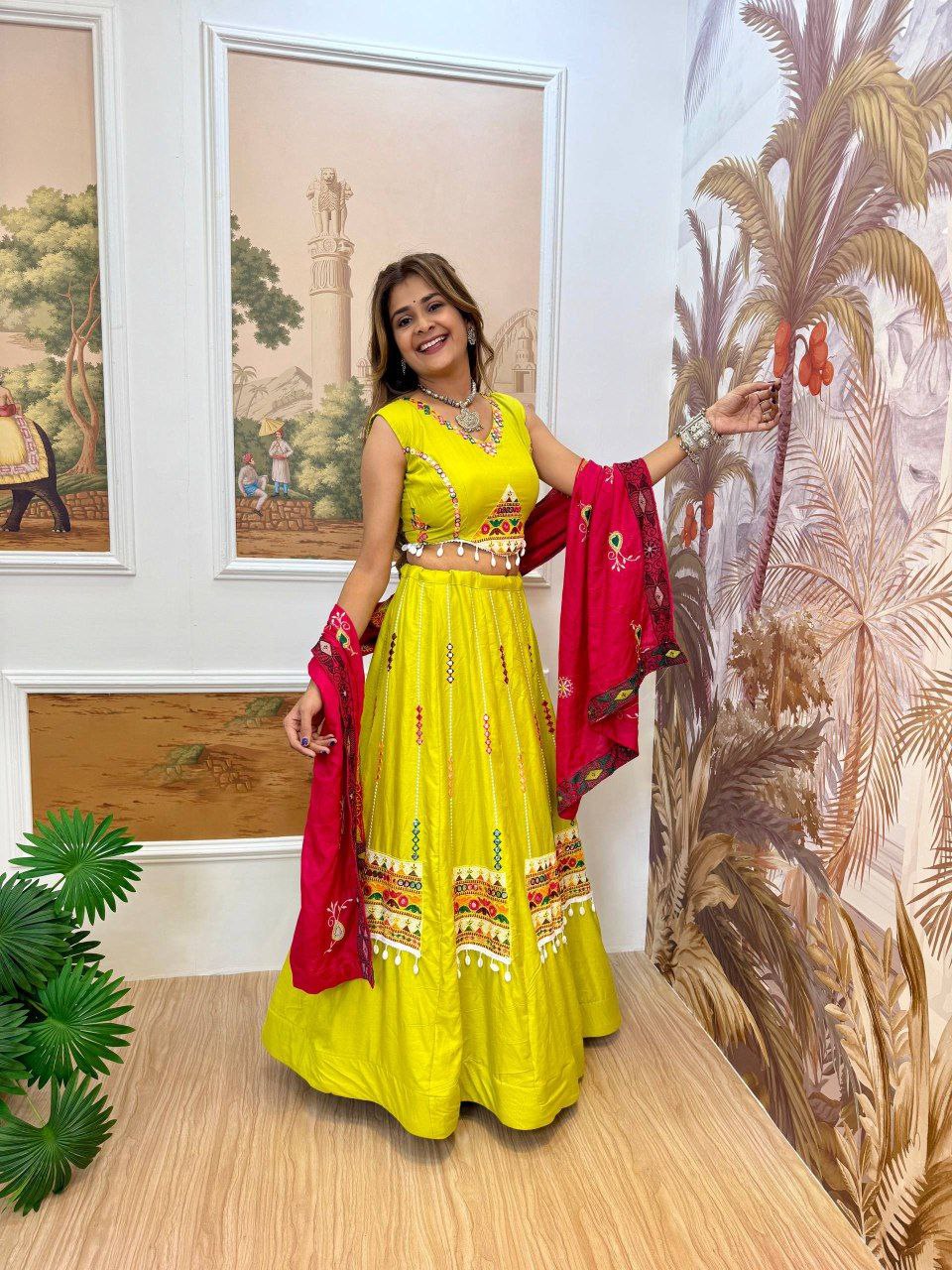 Pure Rayon Lehenga Set with Full Heavy Embroidery & Dupatta