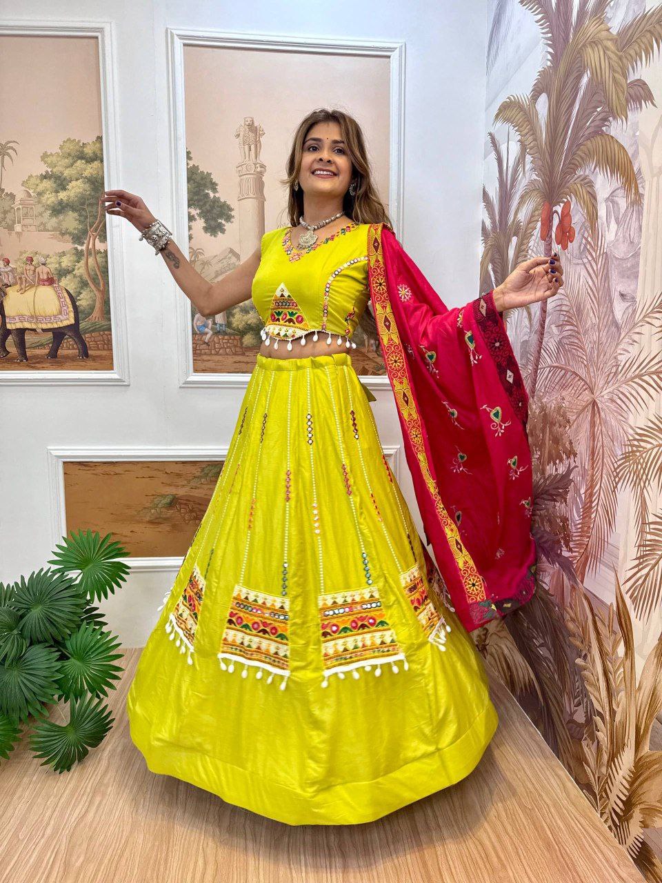 Pure Rayon Lehenga Set with Full Heavy Embroidery & Dupatta