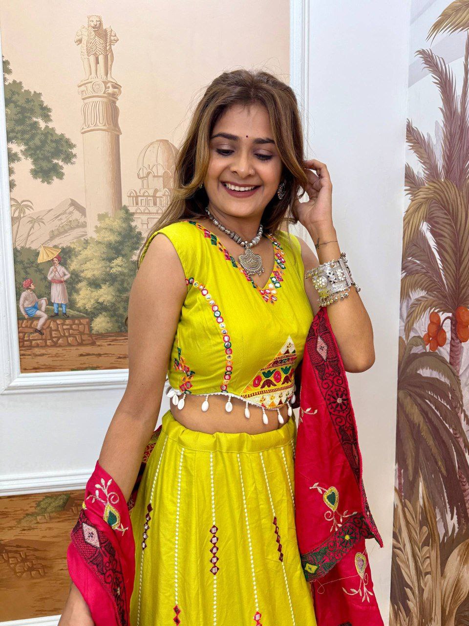 Pure Rayon Lehenga Set with Full Heavy Embroidery & Dupatta