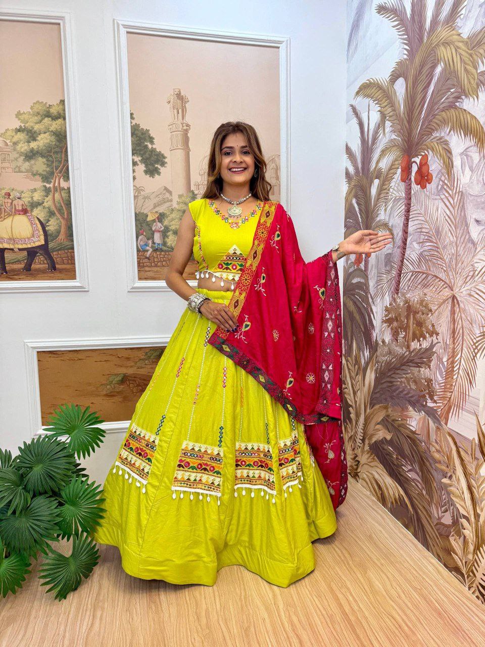 Pure Rayon Lehenga Set with Full Heavy Embroidery & Dupatta