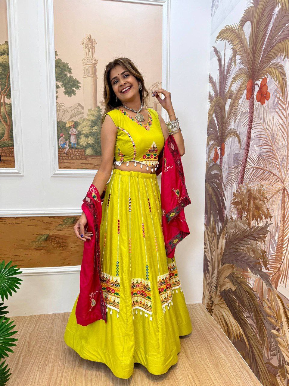 Pure Rayon Lehenga Set with Full Heavy Embroidery & Dupatta