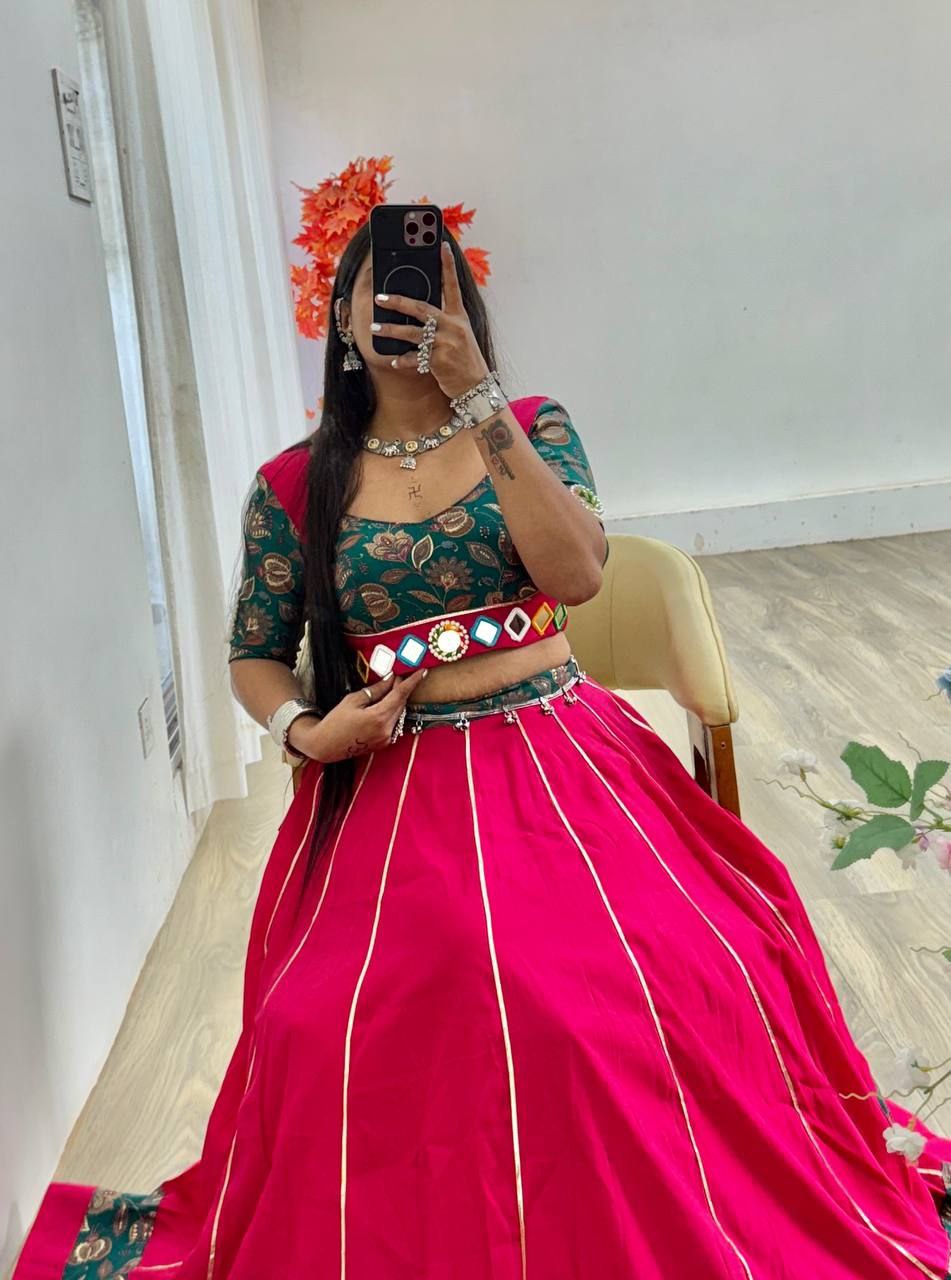 Multicolor Roman Silk Lehenga with Sabyasachi Style Blouse & Lampi Lace Work