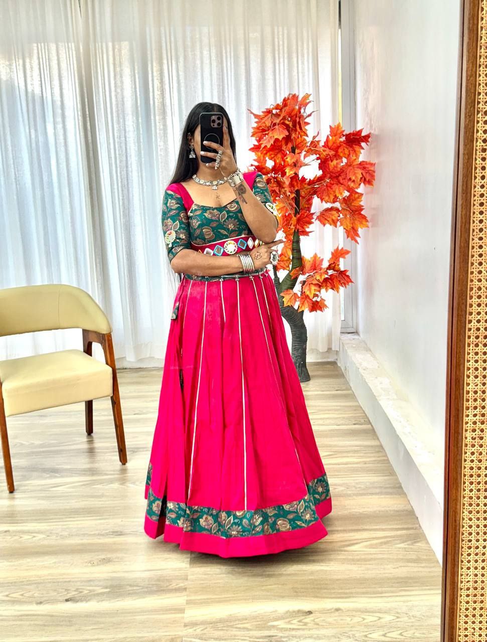Multicolor Roman Silk Lehenga with Sabyasachi Style Blouse & Lampi Lace Work