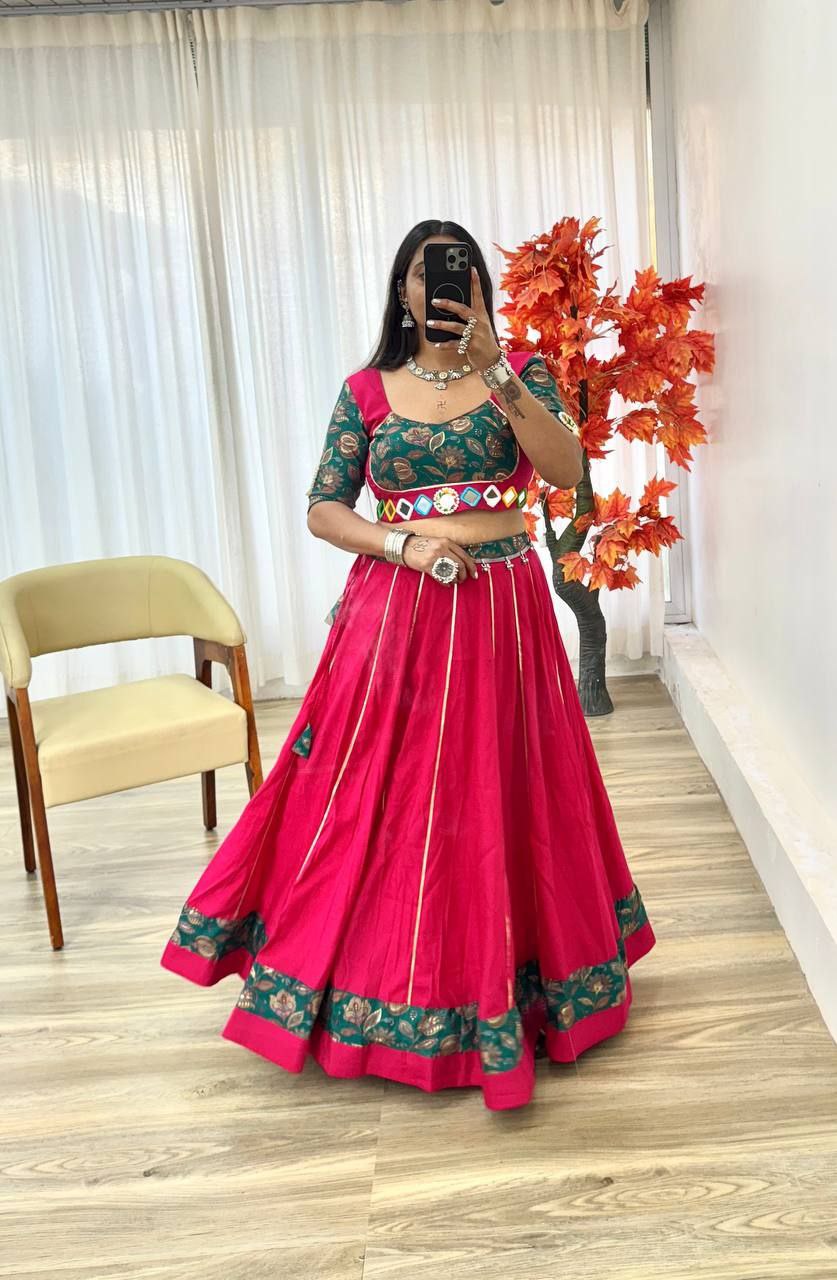 Multicolor Roman Silk Lehenga with Sabyasachi Style Blouse & Lampi Lace Work