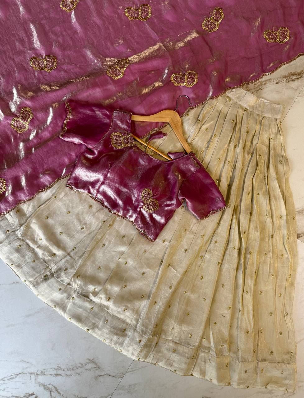 Premium Viscose Silk Lehenga Choli with Embroidered Butterfly Work