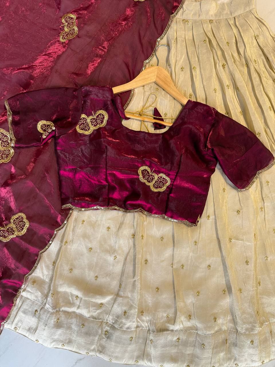 Premium Viscose Silk Lehenga Choli with Embroidered Butterfly Work