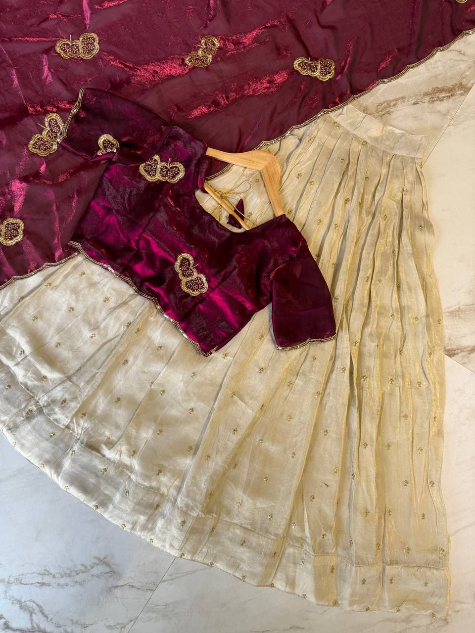 Premium Viscose Silk Lehenga Choli with Embroidered Butterfly Work