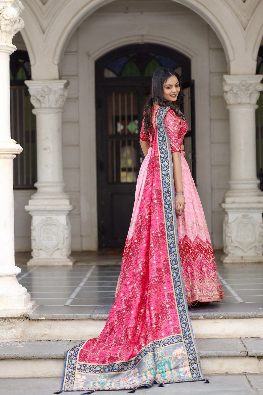 Premium Heavy Jacquard Viscose Silk Semi-Stitched Lehenga Choli Set