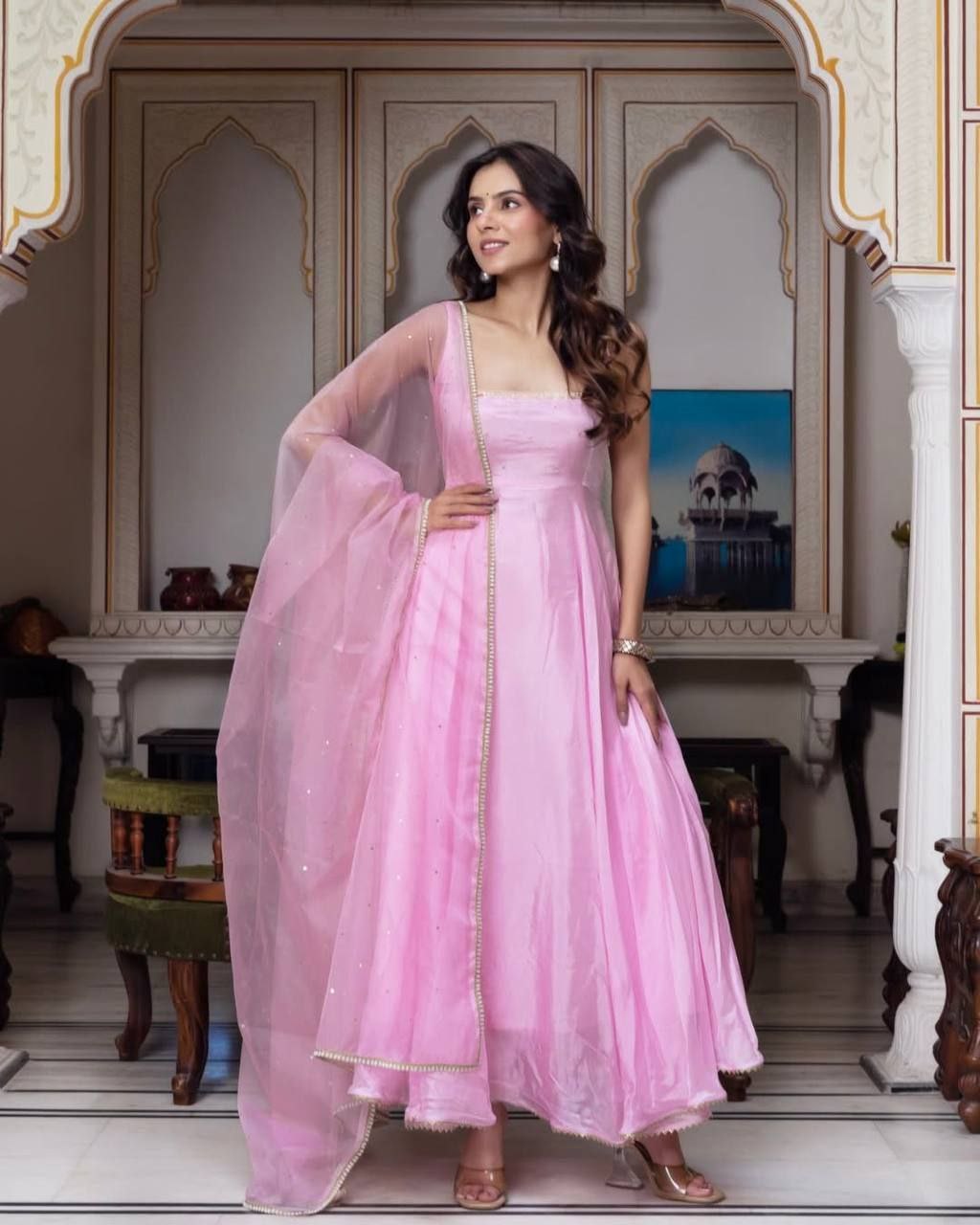 Elegant Faux Georgette Embroidered Suit Set With Fancy Dupatta
