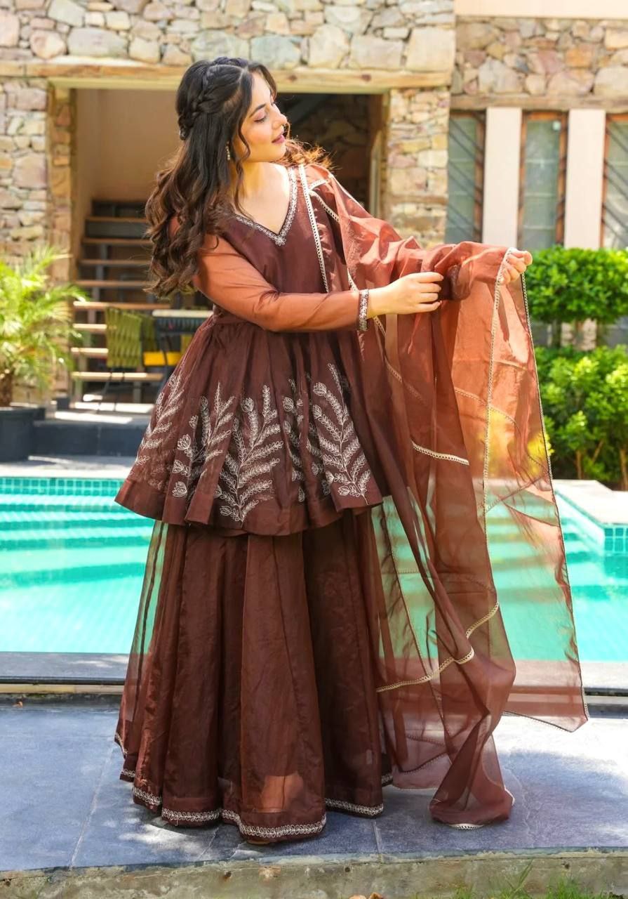 Heavy Star Georgette Coding Work Suit Set with Dupatta | Elegant Lace Detailing