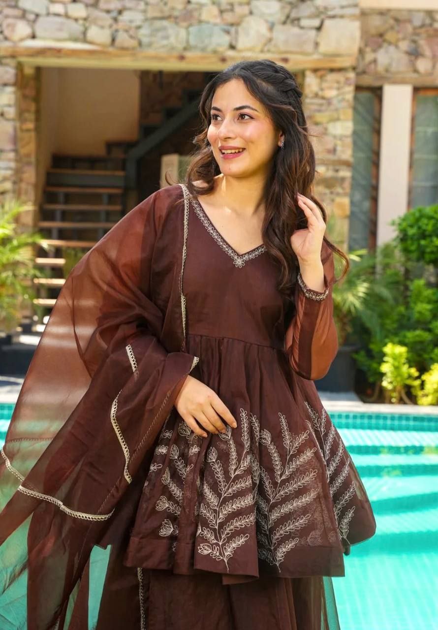 Heavy Star Georgette Coding Work Suit Set with Dupatta | Elegant Lace Detailing