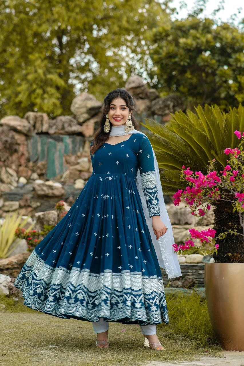 Premium Designer Anarkali Suit Set with Heavy Sequins & Embroidered Dupatta