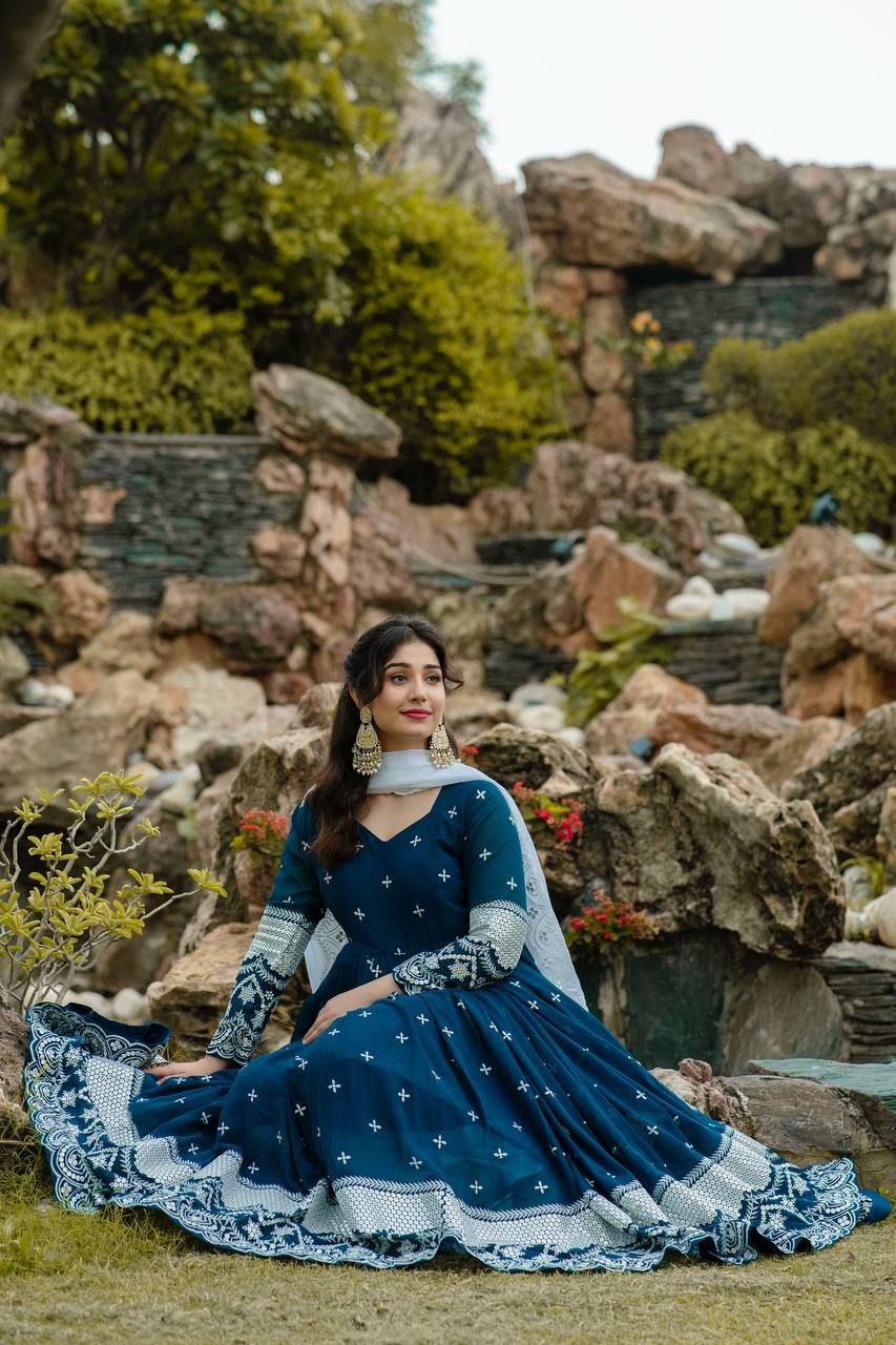 Premium Designer Anarkali Suit Set with Heavy Sequins & Embroidered Dupatta