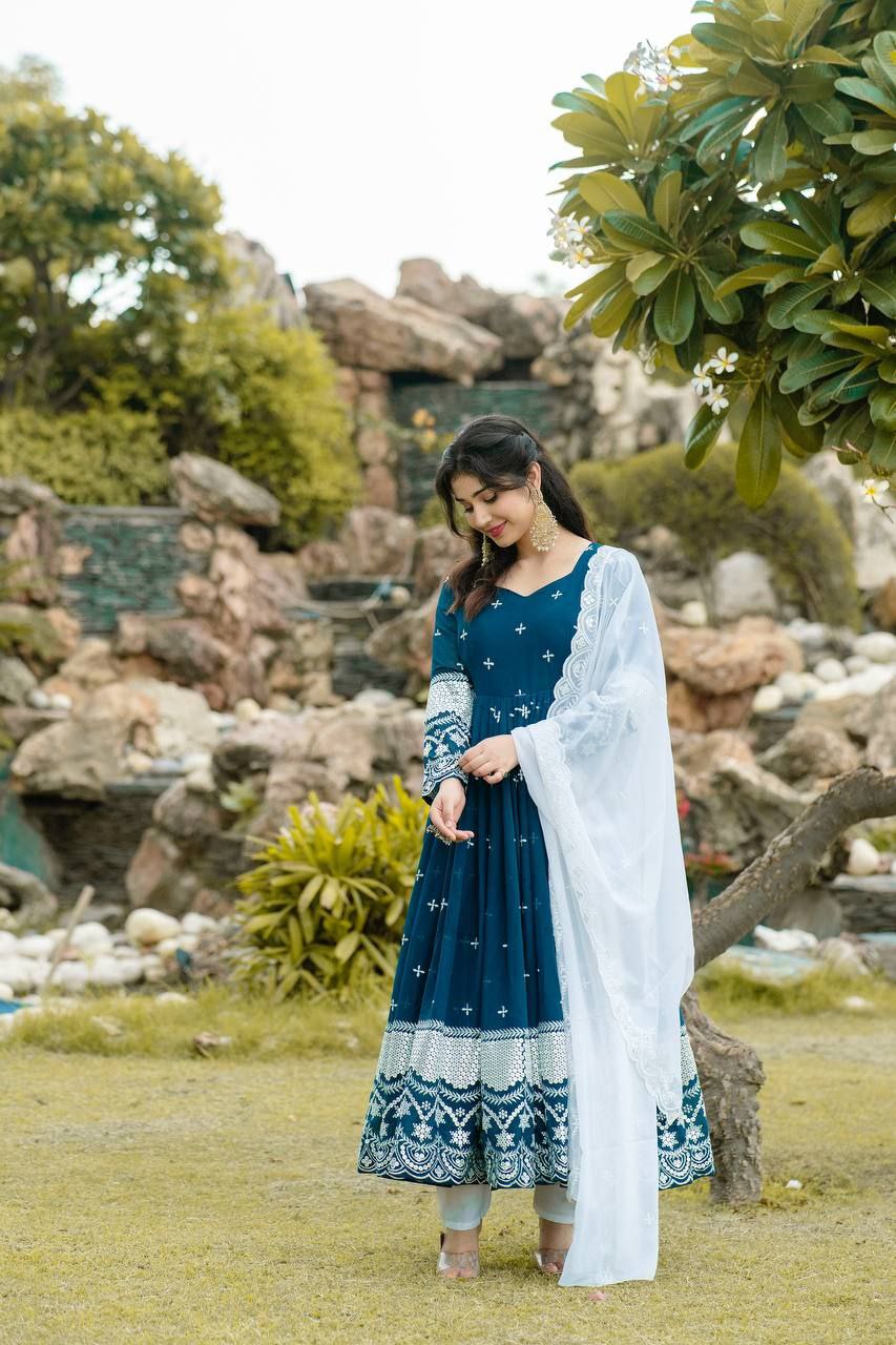 Premium Designer Anarkali Suit Set with Heavy Sequins & Embroidered Dupatta
