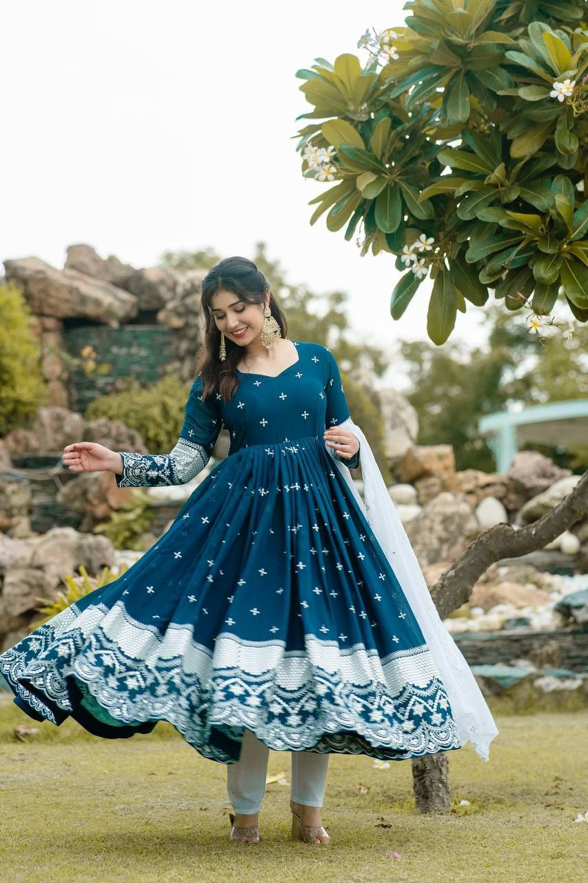 Premium Designer Anarkali Suit Set with Heavy Sequins & Embroidered Dupatta