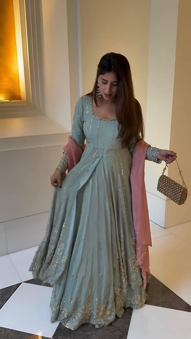 Designer Star Georgette Lehenga Set with Heavy Embroidery & Sequins