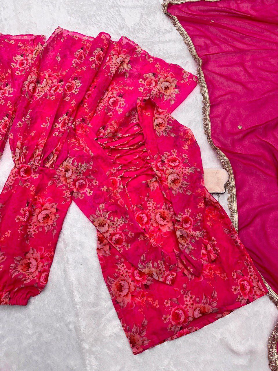 Digital Printed Georgette Sharara Set with Butti Dupatta | Ready to Wear | Sizes 34–42+