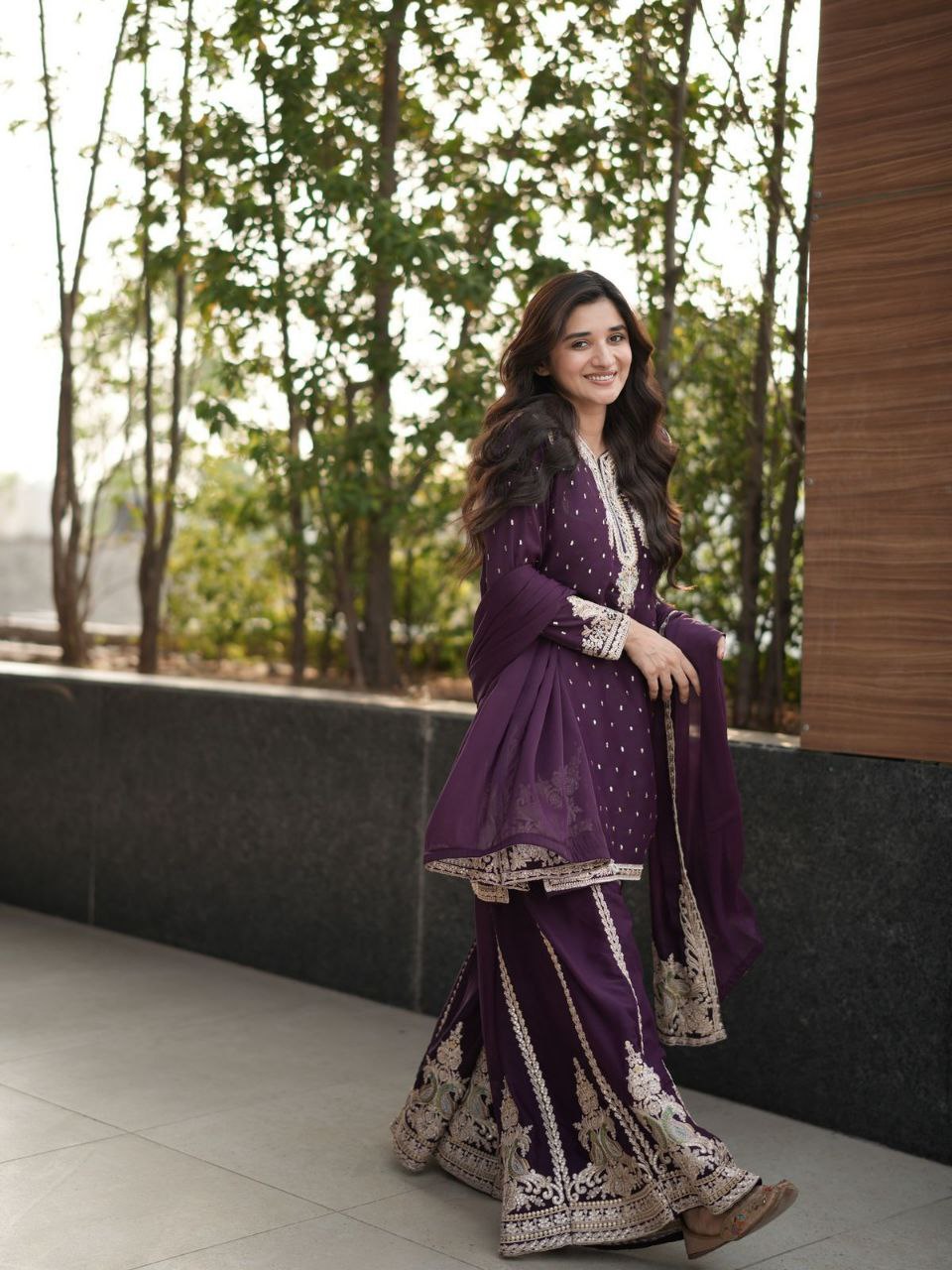 Elegant Party Wear Georgette Plazo Set with Dupatta – M to XXL