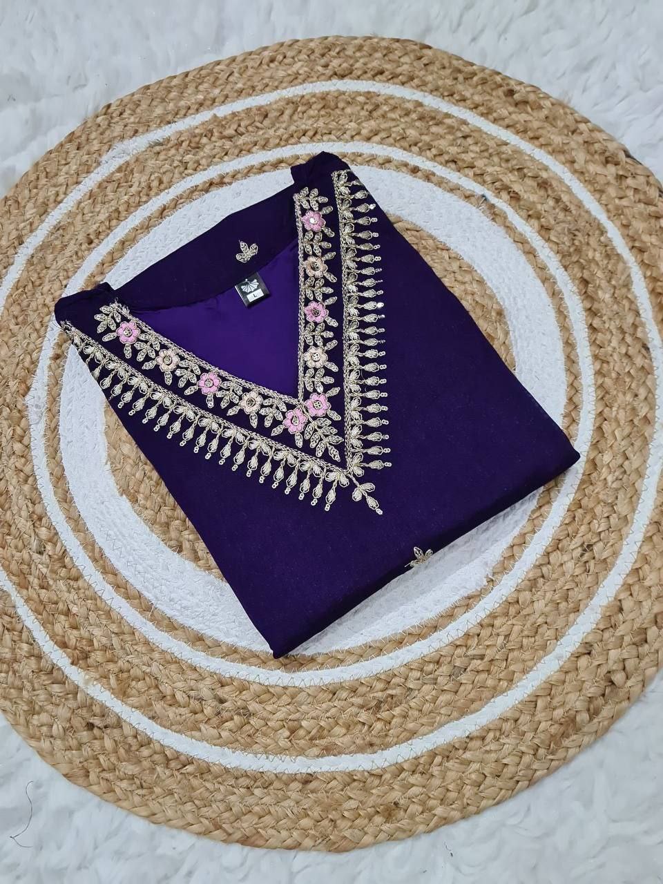 Elegant Viscose Reyon Embroidered Kurti Set with Printed Dupatta