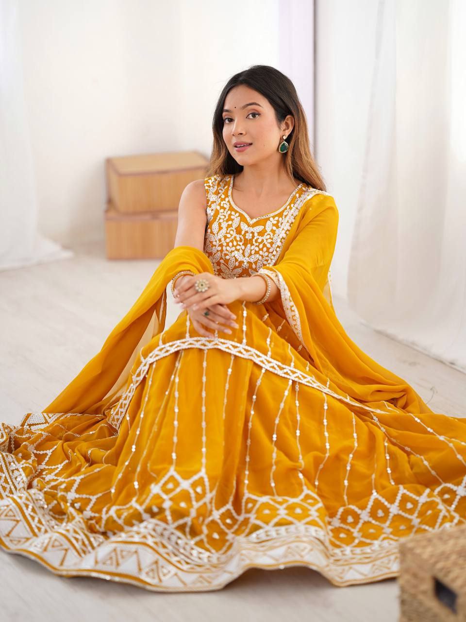 Designer Faux Georgette Lehenga Set with 9MM Sequence & Thread Work