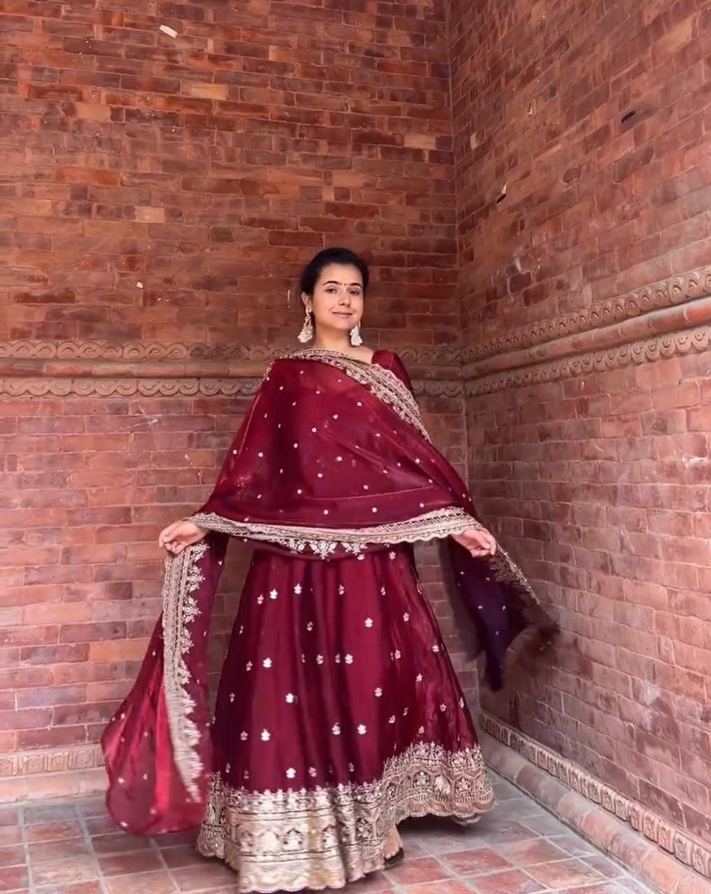 Heavy Fendy Silk Anarkali Set with Embroidery & Sequins | Ready to Wear