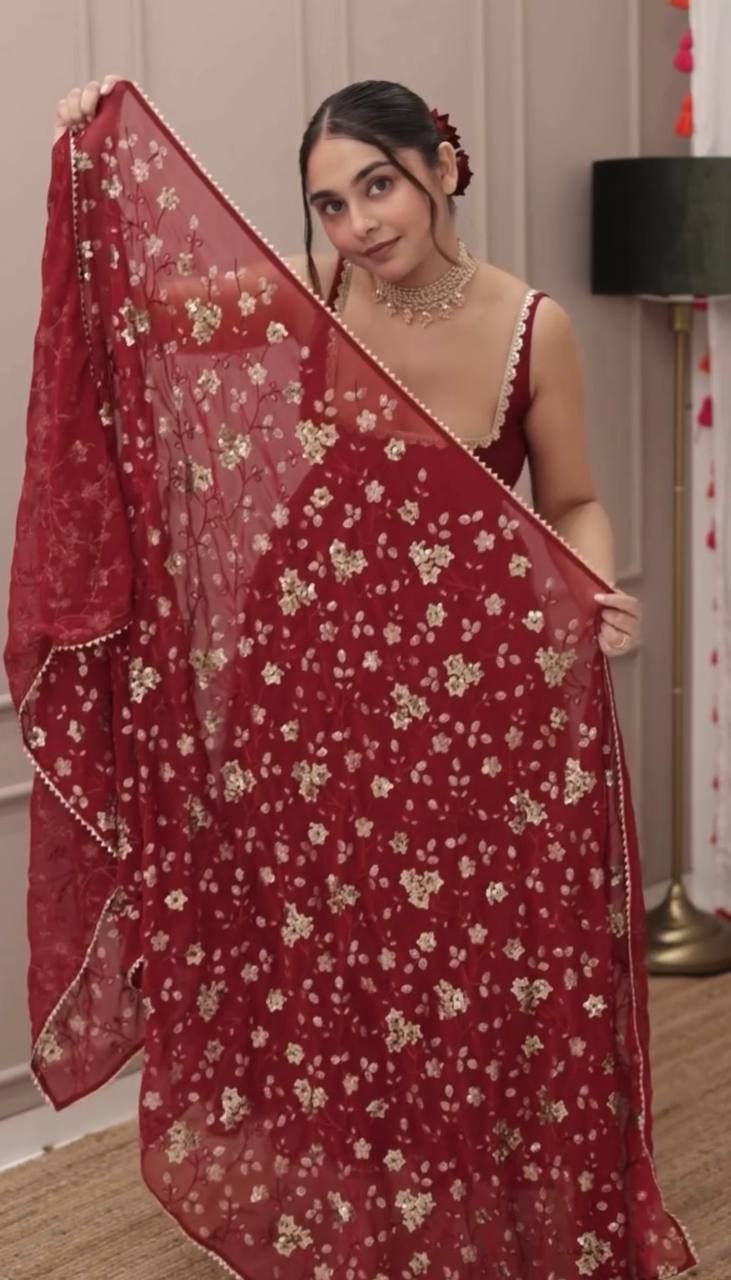 Embroidered Faux Georgette Anarkali Suit with 4-Meter Flair